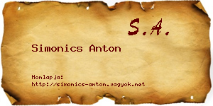 Simonics Anton névjegykártya